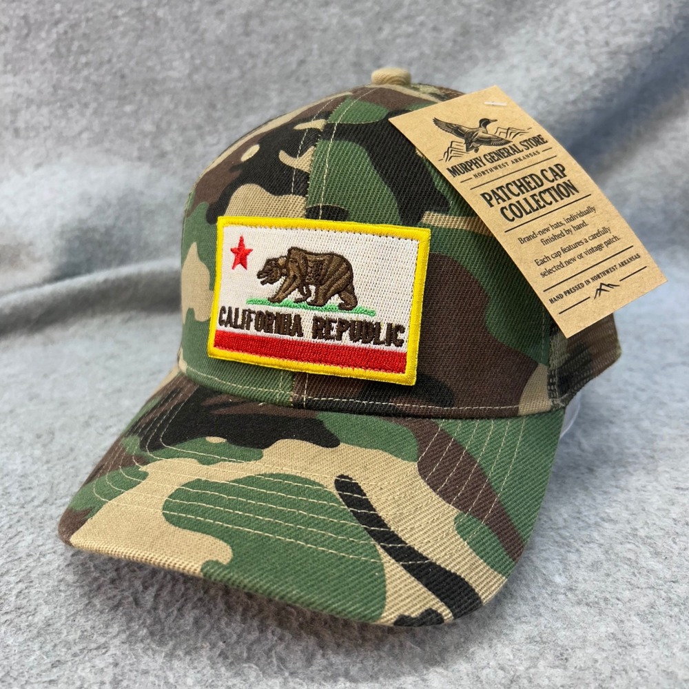 California Republic Velcro Patch Mens Camo Trucker Hat Snapback OSFM NWT